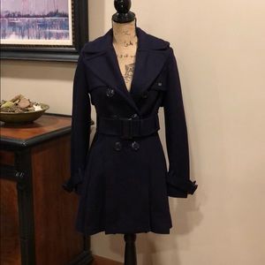 Miss Sixty Eggplant Pleated Military Peacoat - XS